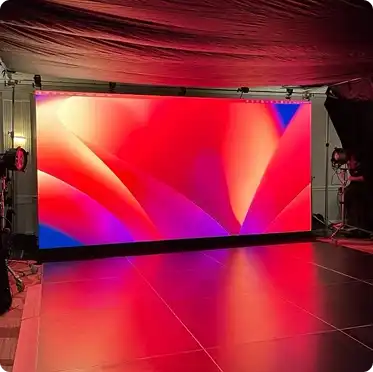 Vibrant LED video wall with stage lighting setup for live streaming broadcast